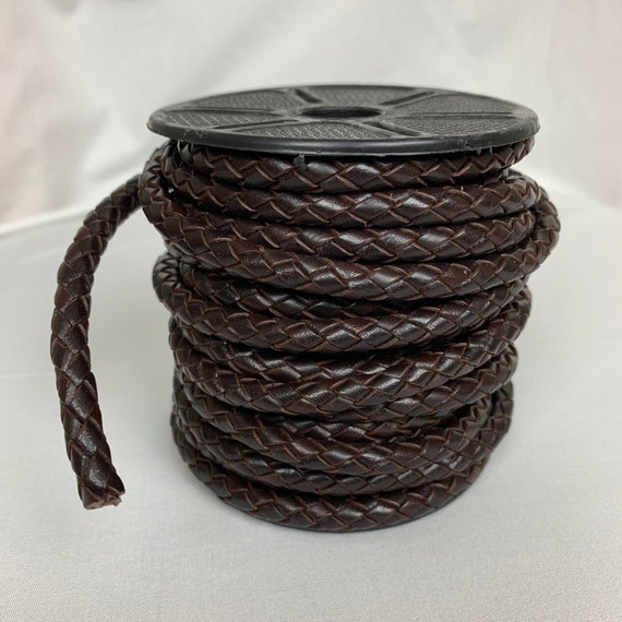 Braided Dark Brown Leather Bolo Cord - 350 inches / 29 feet - 6mm  (1/4-inch) Thickness - #4361