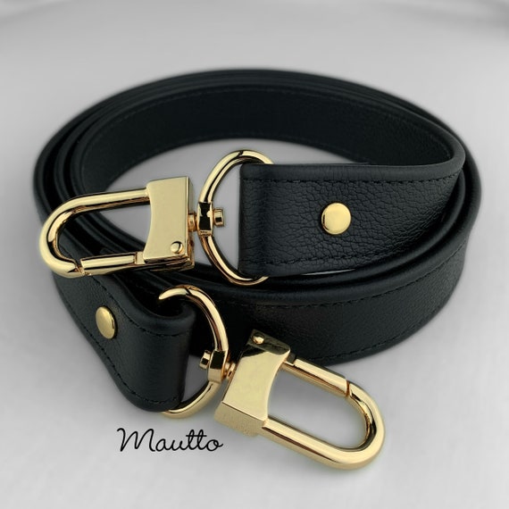 Black Pebble Leather Strap - Shoulder to Crossbody Lengths - 1 inch Wide -  Customize Length, Connector Style/Finish & Genuine Leather Color