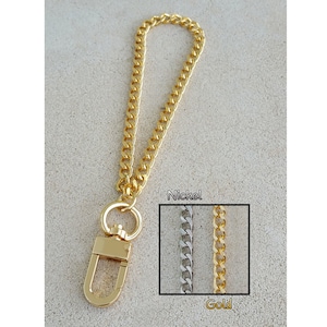 Correa de muñeca de cadena de ORO o NÍQUEL - Mini cadena de bordillo con clase de corte de diamante - 1/4" de ancho - Elija el tamaño y el gancho acoplable