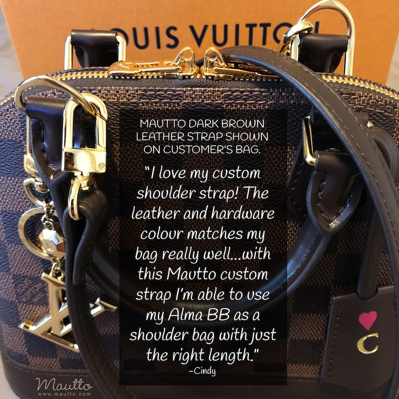 Photo from customer showing DE strap on their LV bag.