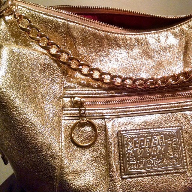 Large Flat Diamond Cut Chain Strap GOLD Chain Luxury Handbag 