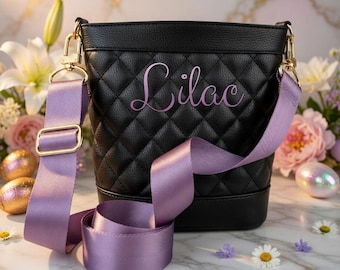 Correa de bolso tejida estilo guitarra: colores pastel/pastel, longitud ajustable.