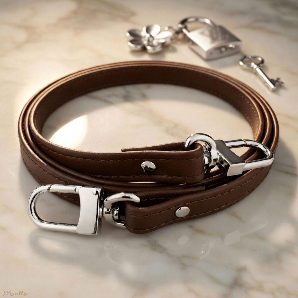 Dark Brown Damier Ebene Leather Bag Strap for LV Accessoires