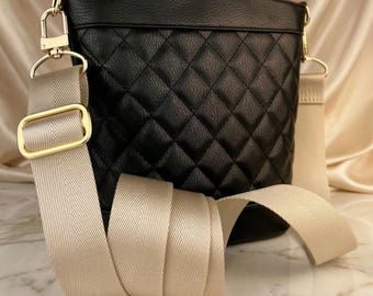 Champagne Beige Satin Nylon Bag Strap – Adjustable Shoulder to Crossbody Length