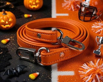 Orangefarbener Leder Taschengurt für Halloween Events oder Game Day Spirit