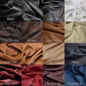 Leather color grid of swatches in popular modern leather colors.