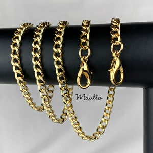 Mini Classy Curb Diamond Cut Kettenriemen - GOLD Luxus Kette Geldbörse / Handy / Brieftasche - 1/4 Zoll breit - Länge und Verschluss nach Ihren Wünschen