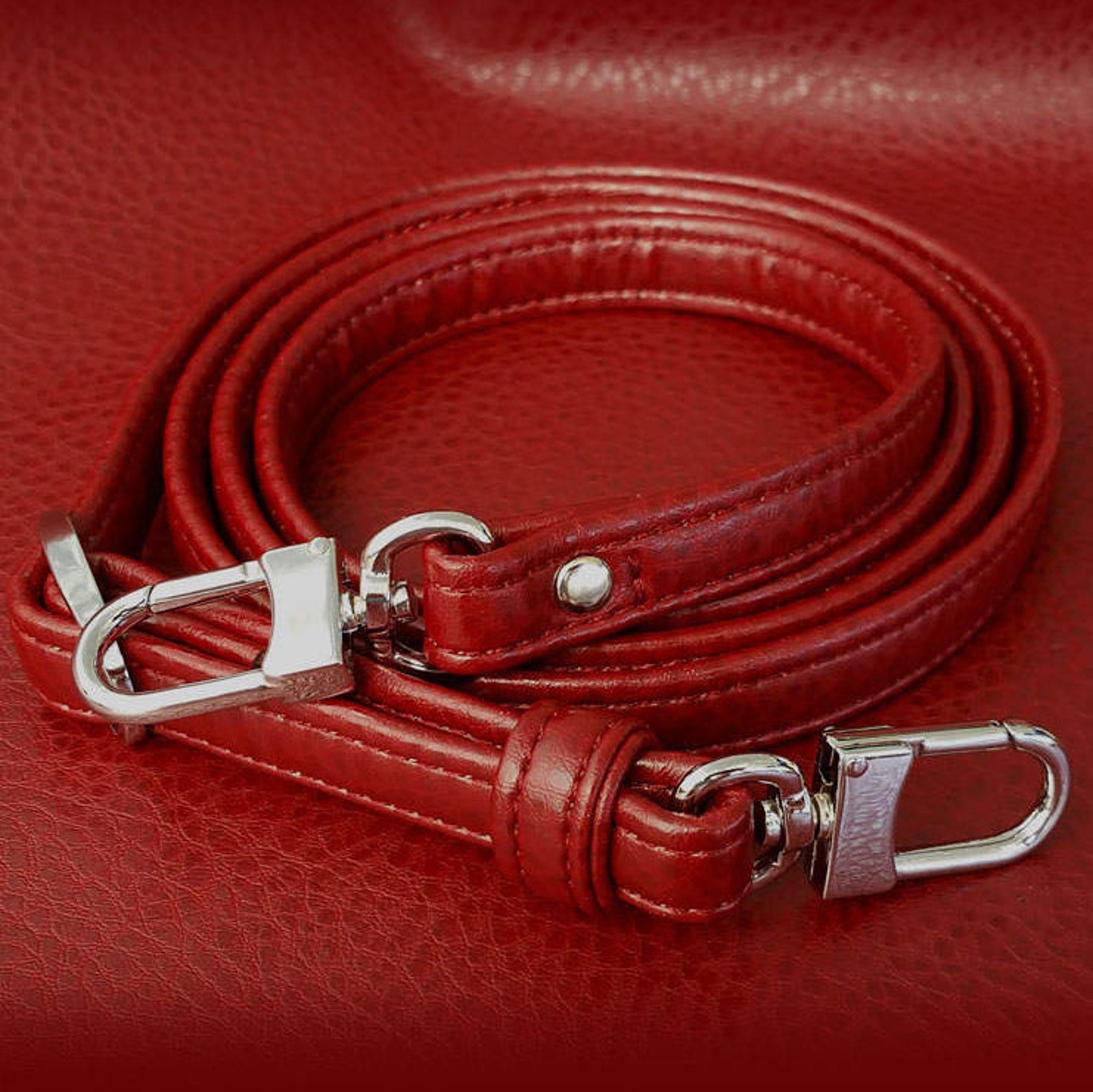 RED Premium Faux Leather Purse Strap 1/2 Wide Gold Etsy