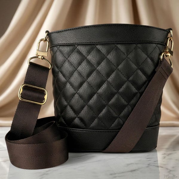 Correa de nailon satinado marrón oscuro para bolso – Bandolera ajustable, hecha a mano en EE. UU.