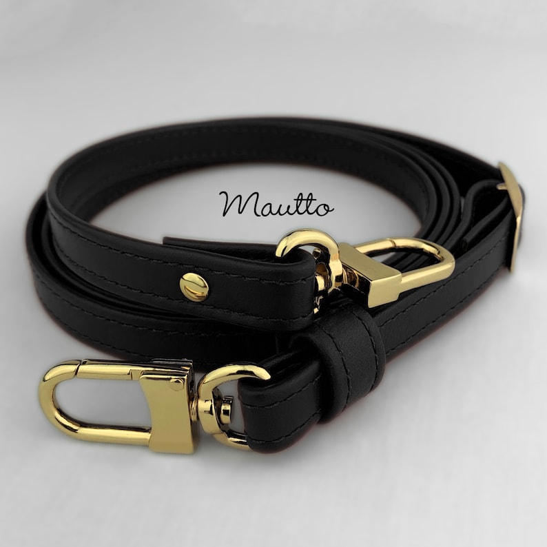 Petite black leather strap for LV Louis Vuitton bags, purses, handbags, accessory SLGs and more. Adjustable from shoulder to crossbody positions and made with genuine leather in the USA.