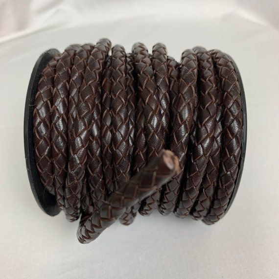 Braided Dark Brown Leather Bolo Cord 350 Inches / 29 Feet 6mm 1/4-inch  Thickness 4361 -  Canada