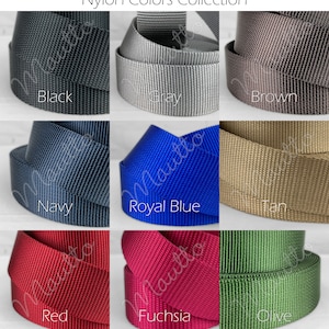 Nylon adjustable strap, accessory size, for petite to medium size bags. Colors available from black, brown, tan, blue, red, green and more. Made by hand in the USA. Colors available.