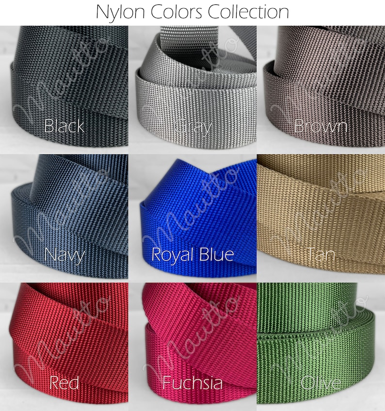 Nylon adjustable strap, accessory size, for petite to medium size bags. Colors available from black, brown, tan, blue, red, green and more. Made by hand in the USA. Colors available.