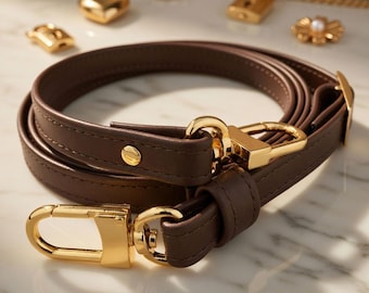 Dark Brown Leather Adjustable Crossbody Strap – for LV Pochette, Alma, Eva