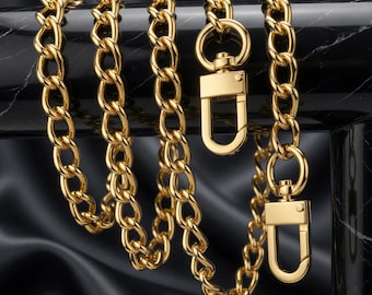 Gold Classic Curb Chain Handbag Strap – Jewelry Quality Steel, Handmade