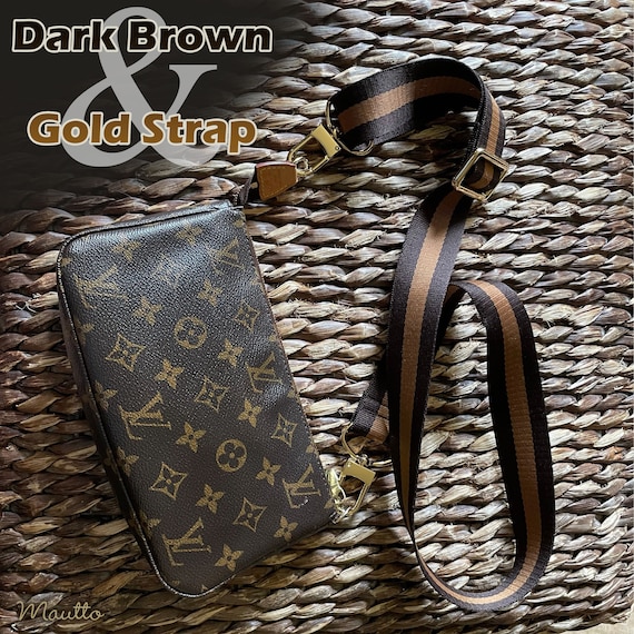 Dark Brown & Gold Strap 1.5 Wide Comfy Nylon 