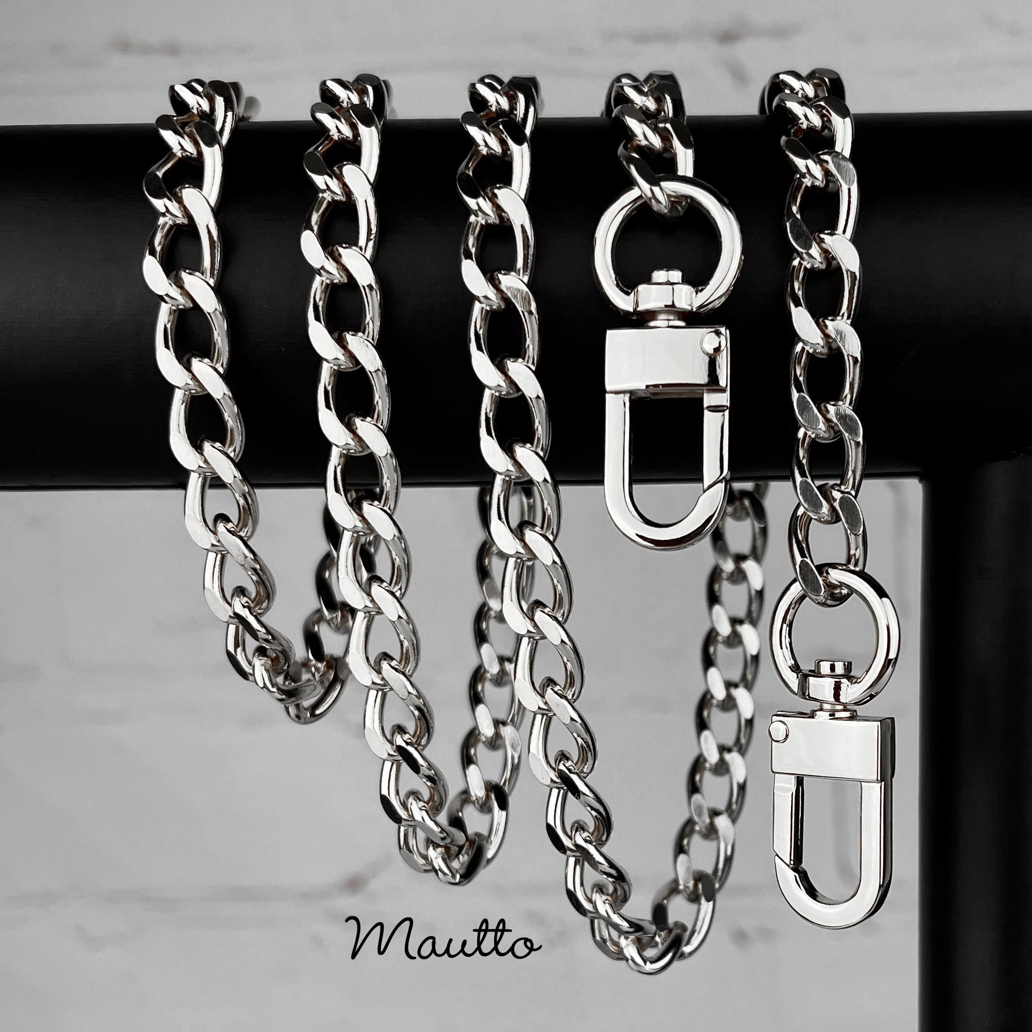 Bag Charm Purse Charm Chain - Gold or Silver - Mini Classy Curb Diamond Cut  Chain - Swivel Clasp + Keyring