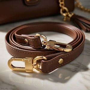 Correa de cuero marrón para bolso: personaliza la longitud desde el hombro hasta el estilo bandolera.