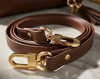 Brown Leather Purse Strap: Customize Length from Shoulder to Crossbody Strap Styles