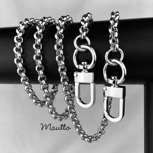 Classic Rolo Chain - Silver Luxury Chain Strap - 1/4" (7mm) Wide - Customize Length & Clasps - Bandolier Strap
