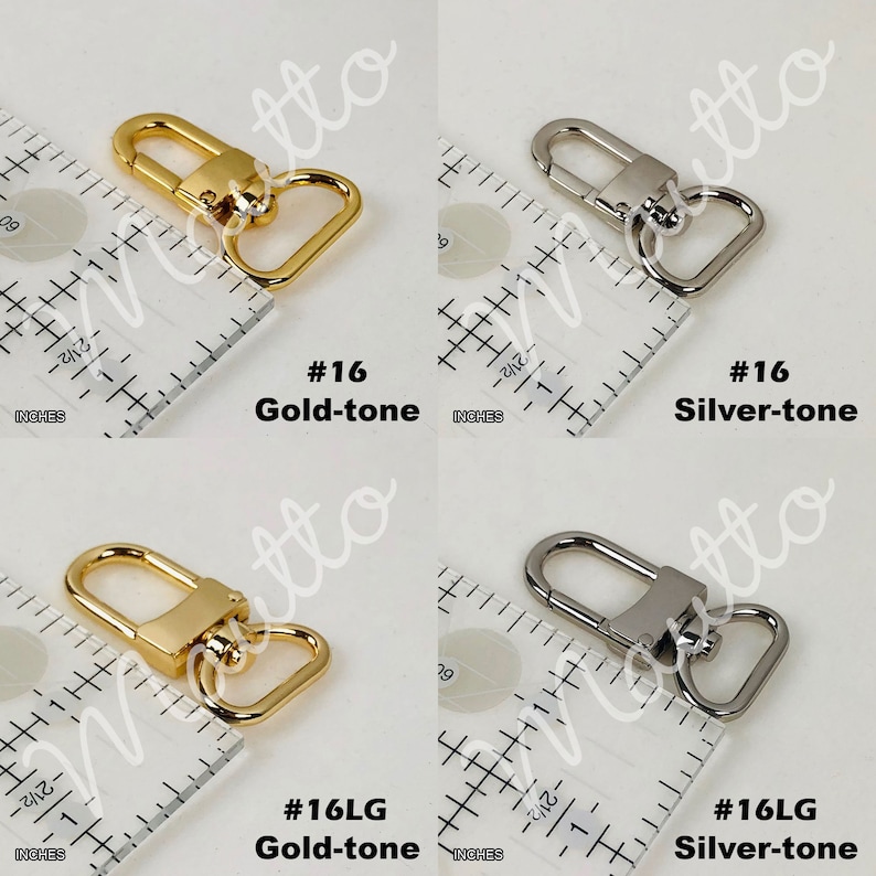 Swiveling clip options for leather straps for purses, handbags and more.