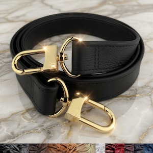 Correa de piel granulada negra para bolso – Bandolera o bandolera, longitud personalizable, 2,5 cm de ancho