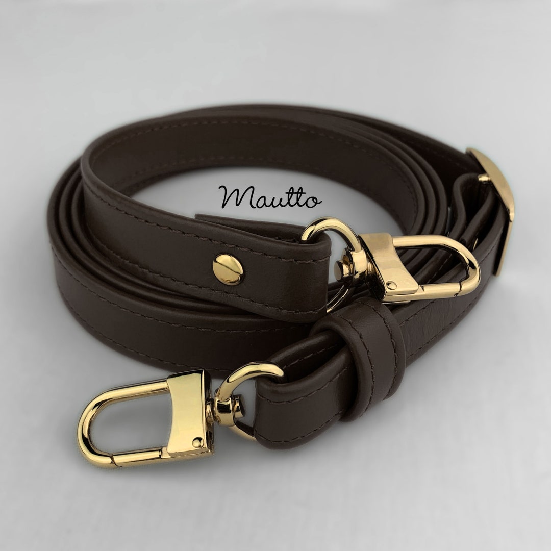 Louis Vuitton Brown Ebene Leather 16mm Shoulder Strap with Box and DB For  Sale at 1stDibs