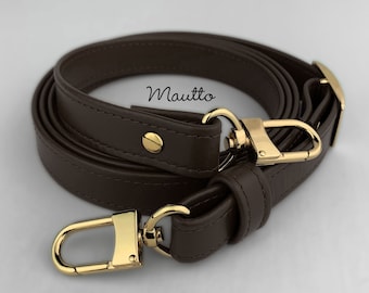 Dark Brown (Damier Ebene) Leather Strap for LV Louis Vuitton Speedy, NeoNoe, Metis, Trevi, etc - 3/4 inch (19mm) Wide - Adjustable Length