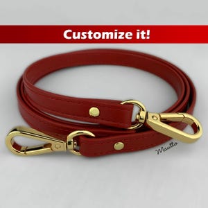 Dunkelrotes Lederband, echtes Leder-Geldbörsenband, Lederband für Tasche: Anpassen von Schulter an Crossbody-Länge und -Verschluss - 1,5 cm breit