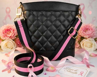 Pink & Black Purse Strap for Pinktober / BCAM – Adjustable Crossbody Bag Strap