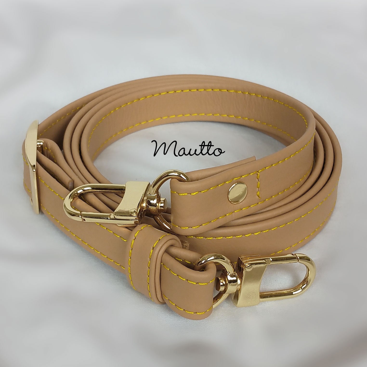 Tan Leather Strap with Yellow Stitching for Petite Louis Vuitton Bags –  Mautto