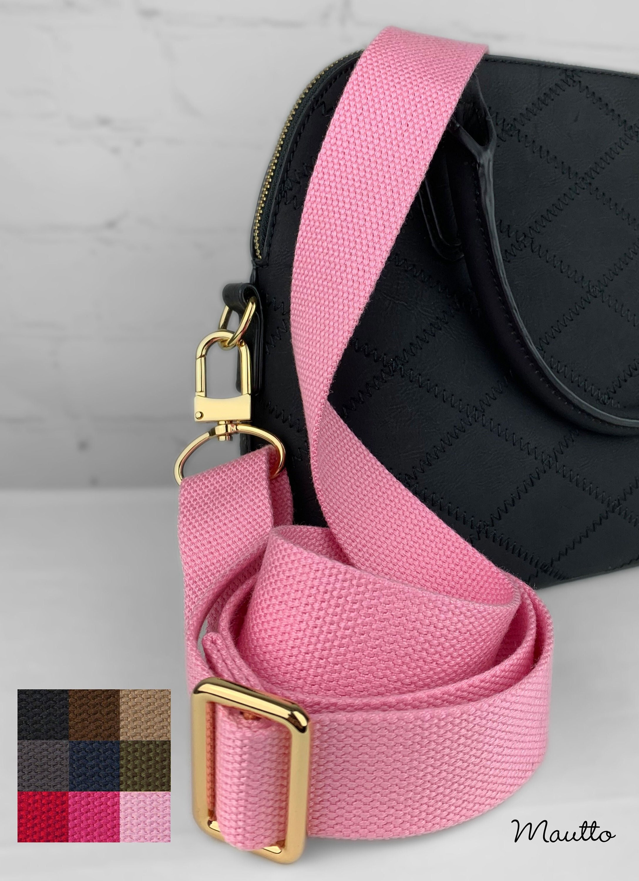 Dark Brown & Golden Honey Strap for Bags 1.5 Wide Nylon Adjustable Length U  Shape Style 16XLG Hooks 