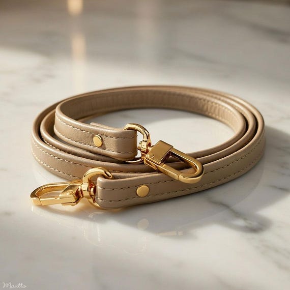 Light Taupe Leather Turtledove Colorway Strap: Gold Clasp  display picture 1
