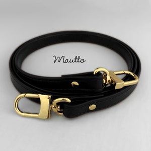 Schwarzes Petite Lederband für LV Pochette, Alma, Eva, etc - 1/2 Zoll (13mm) breit - U-Form #16LG Swivel Clips
