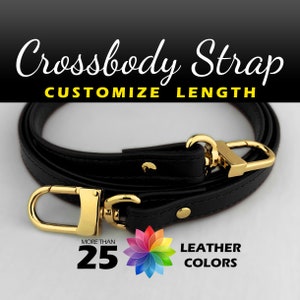 Black Leather Strap for Louis Vuitton Speedy, NeoNoe, Trevi, Metis etc -  3/4 inch (19mm) Wide - Adjustable Shoulder to Crossbody Lengths