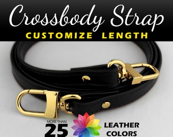 Custom Length Cross Body Strap Genuine Leather Replacement Strap for Designer Purses Handbags - Petite Size for Small to Medium Bags