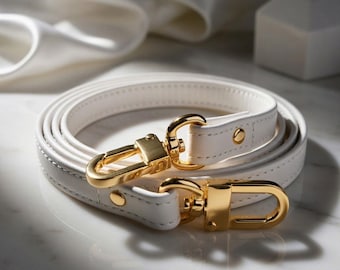 White Leather Purse Strap: Customize Length from Shoulder to Crossbody Styles