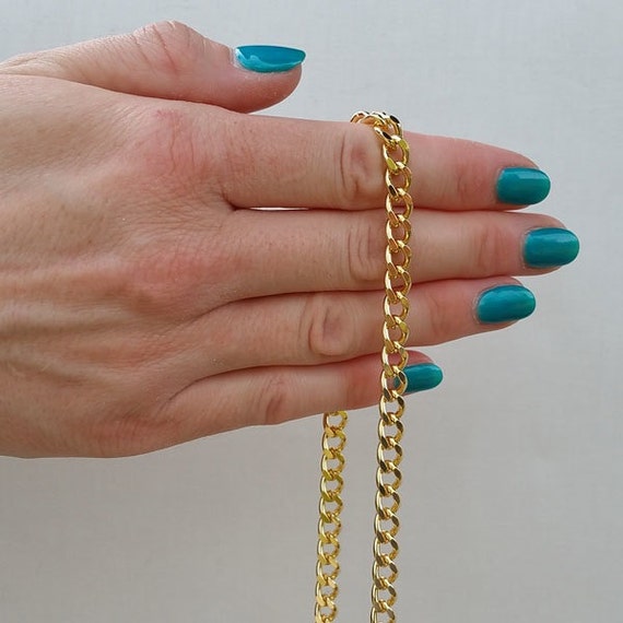 GOLD Chain Purse Strap - Mini Classy Curb Chain - 1/4 Wide - Choose Length  & Clip Style