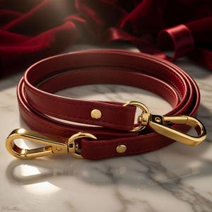 Correa de cuero rojo oscuro para bolso: personaliza la longitud desde el hombro hasta el estilo cruzado.