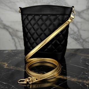 Metallic gouden leren tasriem voor kleine/kleine tassen en accessoires