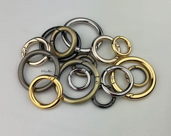 Large, Small or Mini O-Ring Hardware Replacement with Spring Gate Opening - Your Choice of Finish