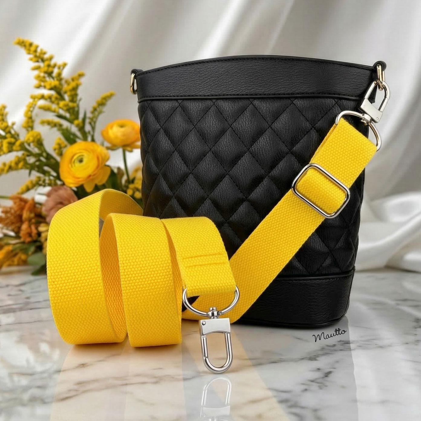 Yellow Cotton Canvas Bag Strap: Adjustable Crossbody Replacement