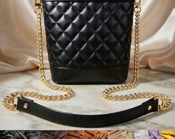 Gold Chain Bag Strap – Leather Handle, Large Classic Curb Chain, Customize Color and Length