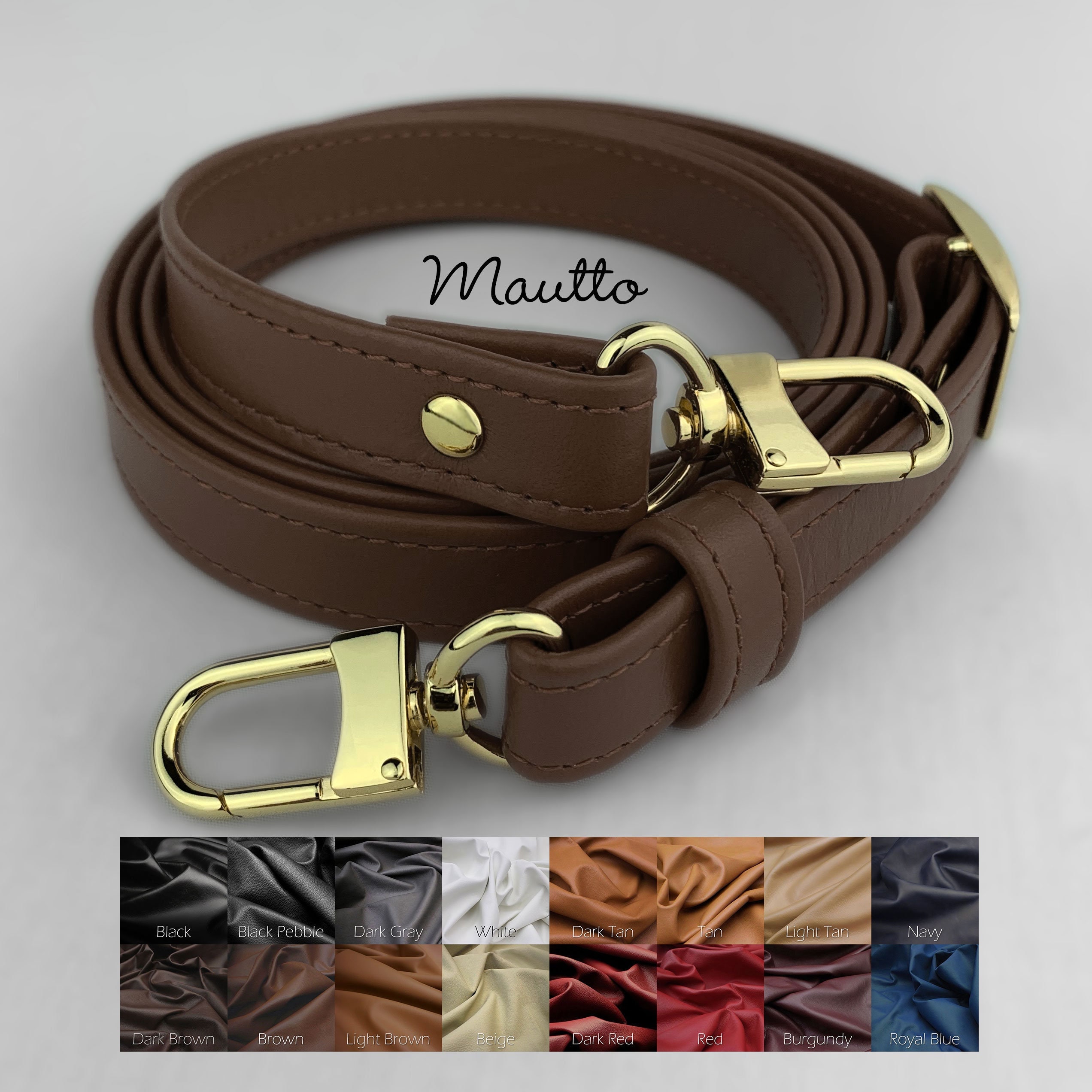 Black Adjustable Leather Strap for LV Speedy, Noe, Metis, Trevi, etc -  Standard 3/4 inch (19mm) Wide