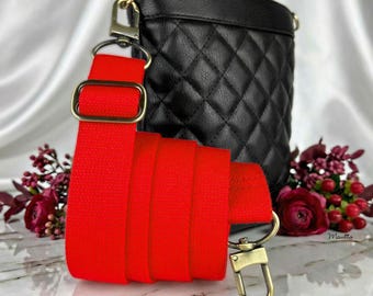 Red Cotton Canvas Bag Strap: Adjustable Crossbody Replacement