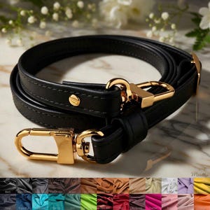 Correa de bolso de piel negra, bandolera ajustable, tamaño pequeño