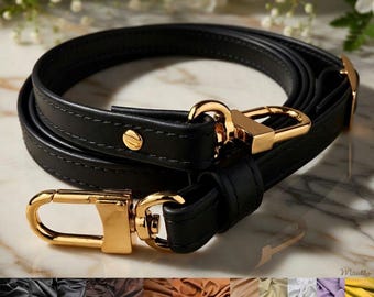 Black Leather Purse Strap, Adjustable Crossbody, Petite Size