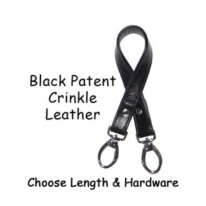 Black Patent Crinkle Leather Strap - 1 inch Wide - Your Choice of Length & Hardware - Made to Order