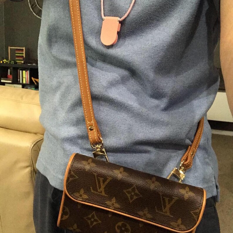 Dark Tan Leather Strap with Yellow Stitching for Louis Vuitton Etsy