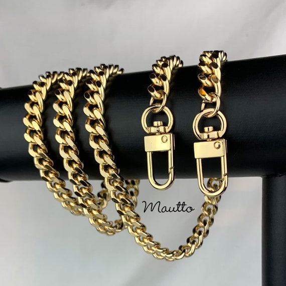 Amazon.com: 2Pcs 47 Inch Purse Flat Chain Strap Shoulder Crossbody  Replacement Straps with Metal Buckles Gold Chain Strap for Purse Crossbody  Handbag